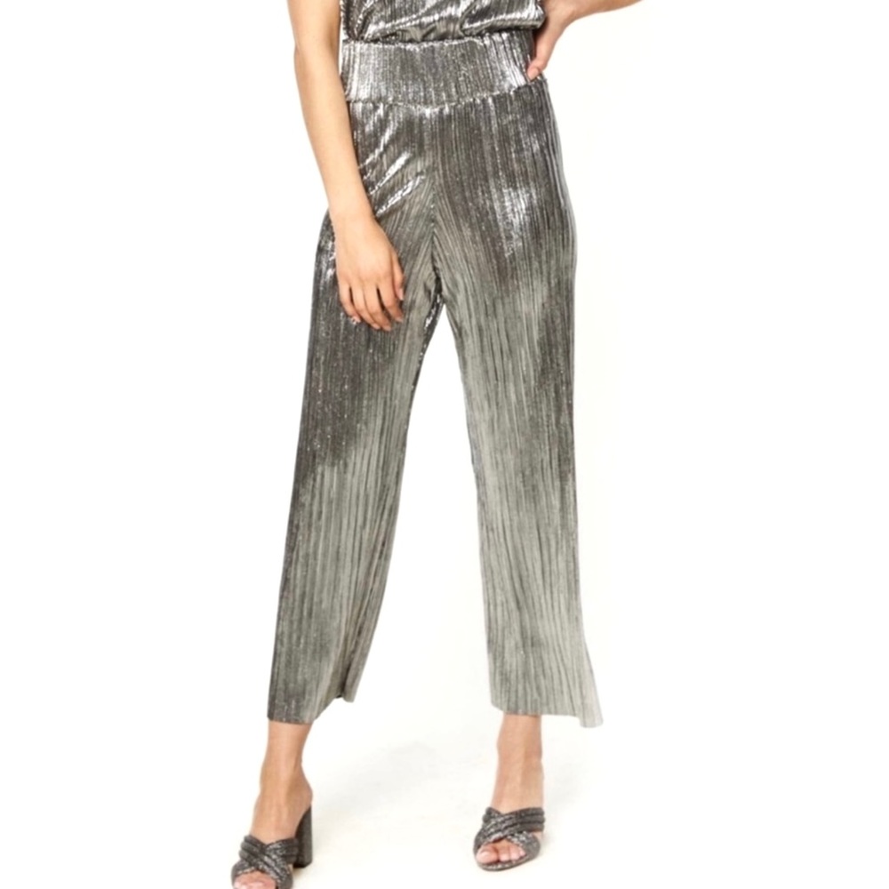 NEW FLYNN SKYE SILVER CROPPED WIDE LEG PANTS